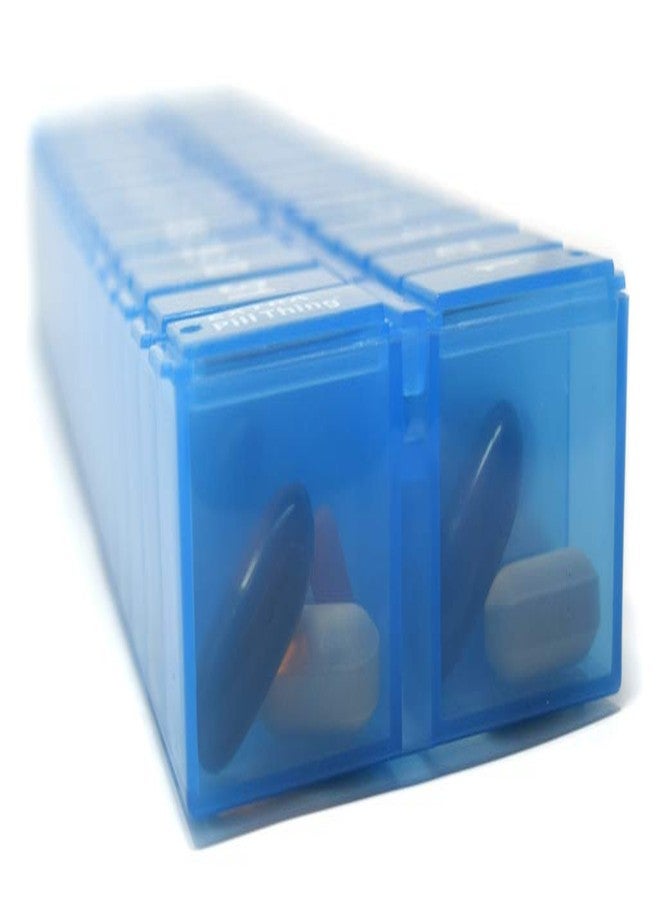 pill thing منظم حبوب شهري لمدة 31 يومًا - علب حبوب كبيرة الحجم لتخزين الأدوية لشهر كامل بالإضافة إلى حجرة إضافية (صباحًا/مساءً، شفاف وأزرق) خالٍ من مادة BPA - Image 3